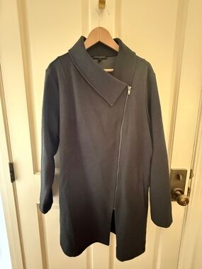 Banana Republic Black Asymmetrical Zip Trench Coat